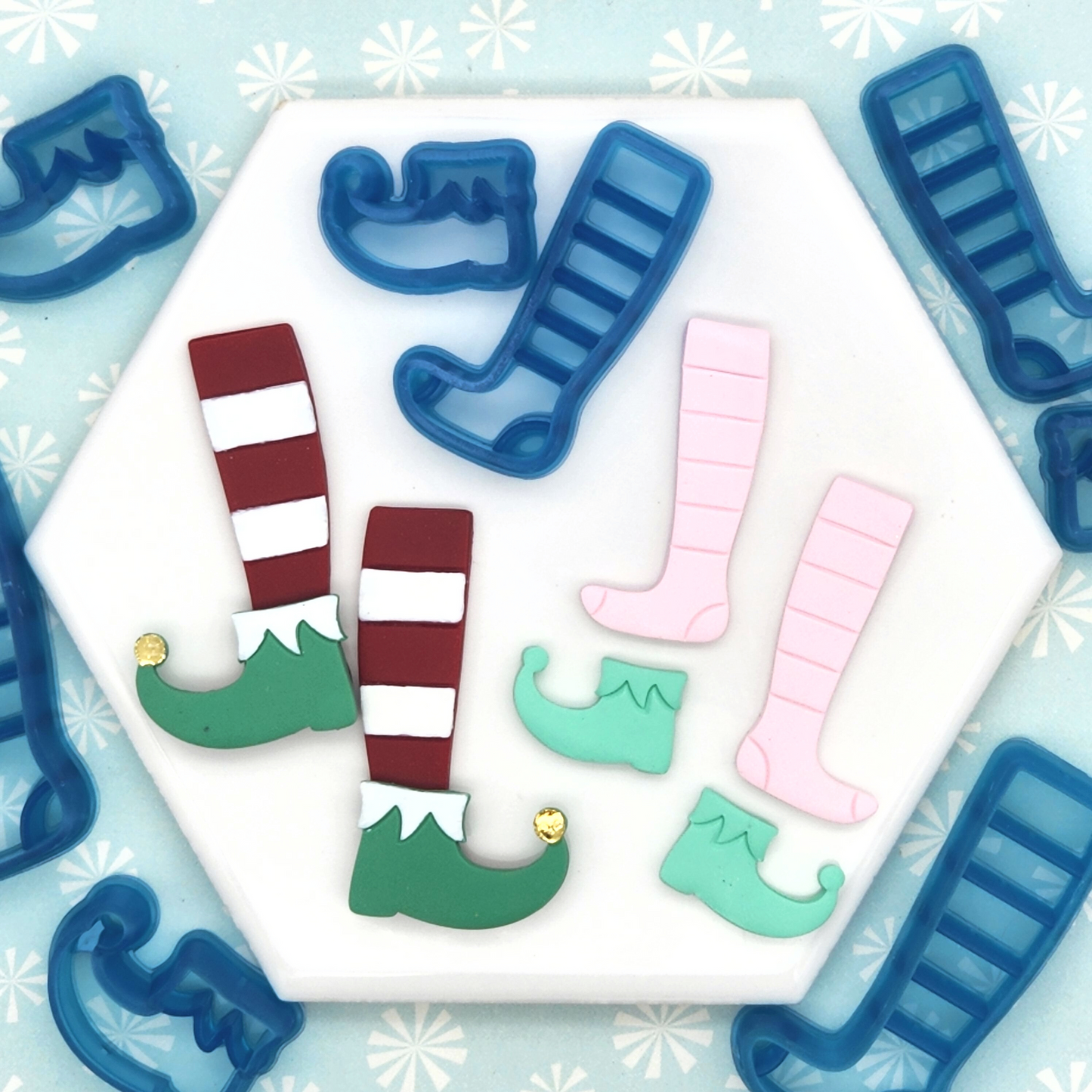 Unique Cute Christmas Elf Boots Socks Shoes Stockings Polymer Clay Cutter