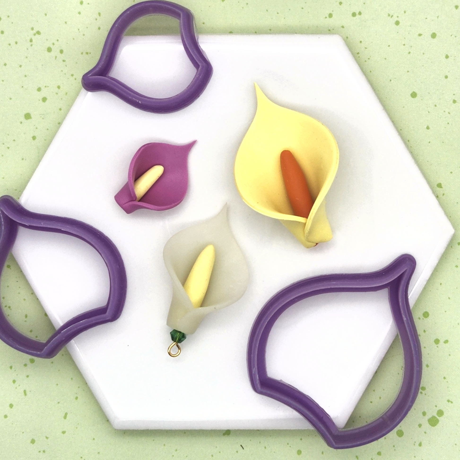 3D Calla Lily polymer clay. 3D Calla Lily petal polymer clay cutters in three available sizes