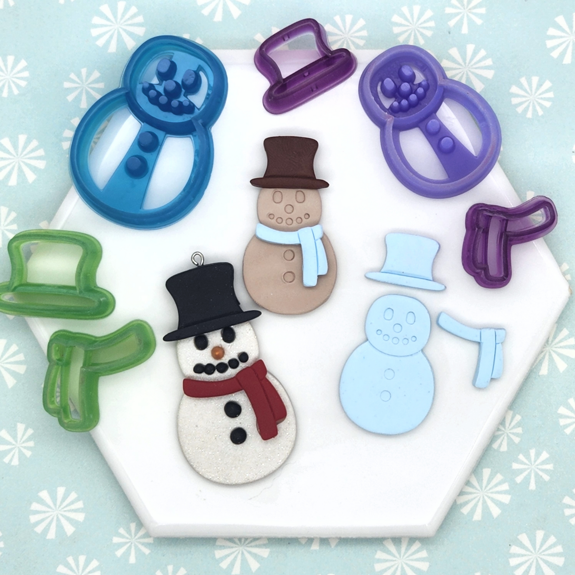 Winter Christmas Snowman Polymer Clay Cutter Set