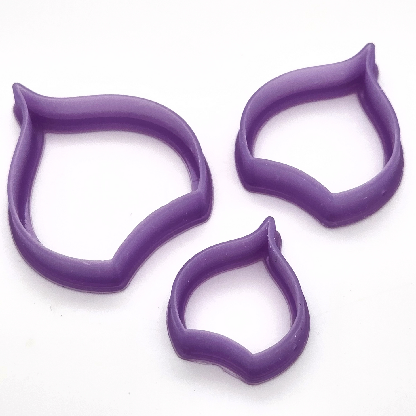 3D printed Calla Lily Petal shape polymer clay cutters, in three sizes