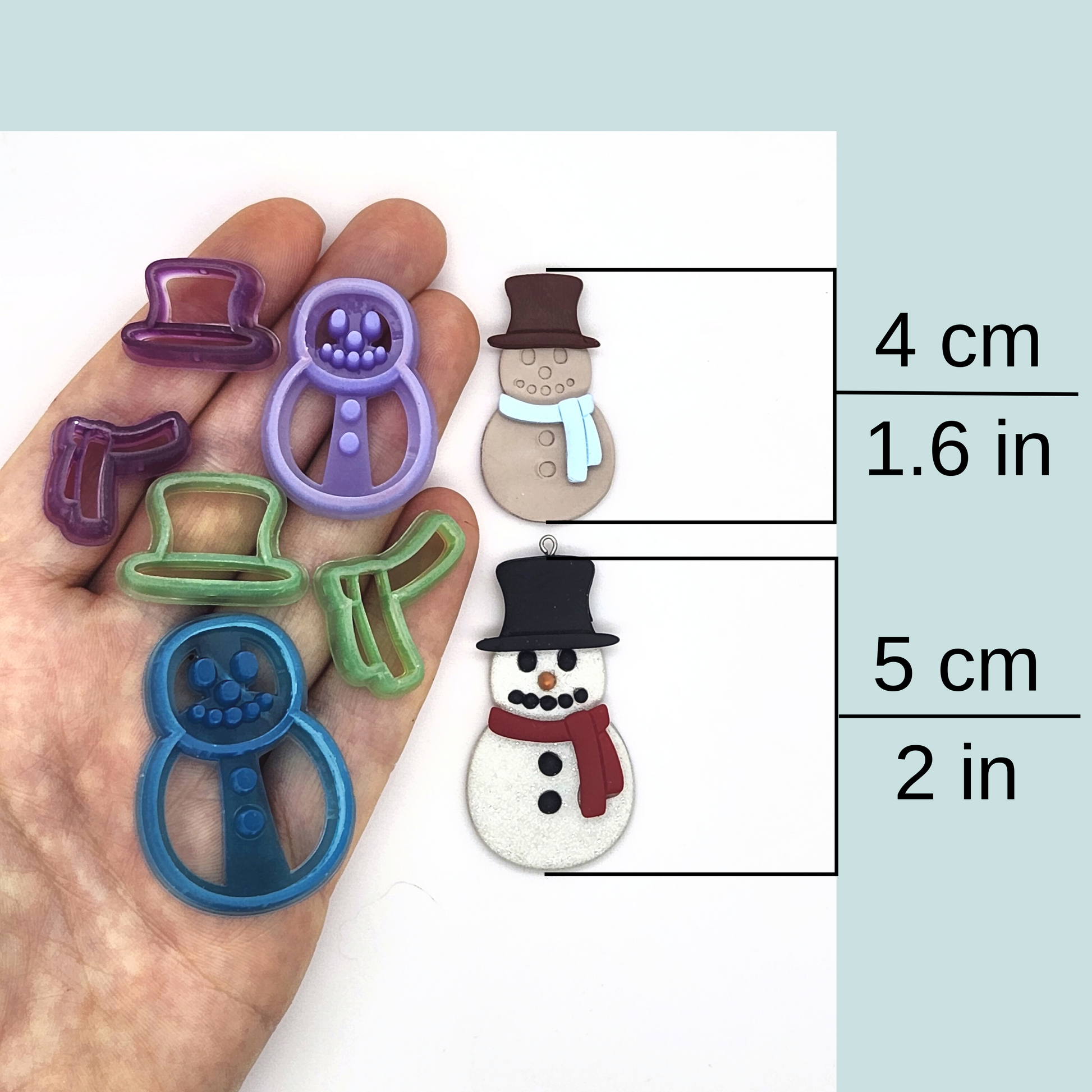 Winter Christmas Snowman Polymer Clay Cutter Sizes
