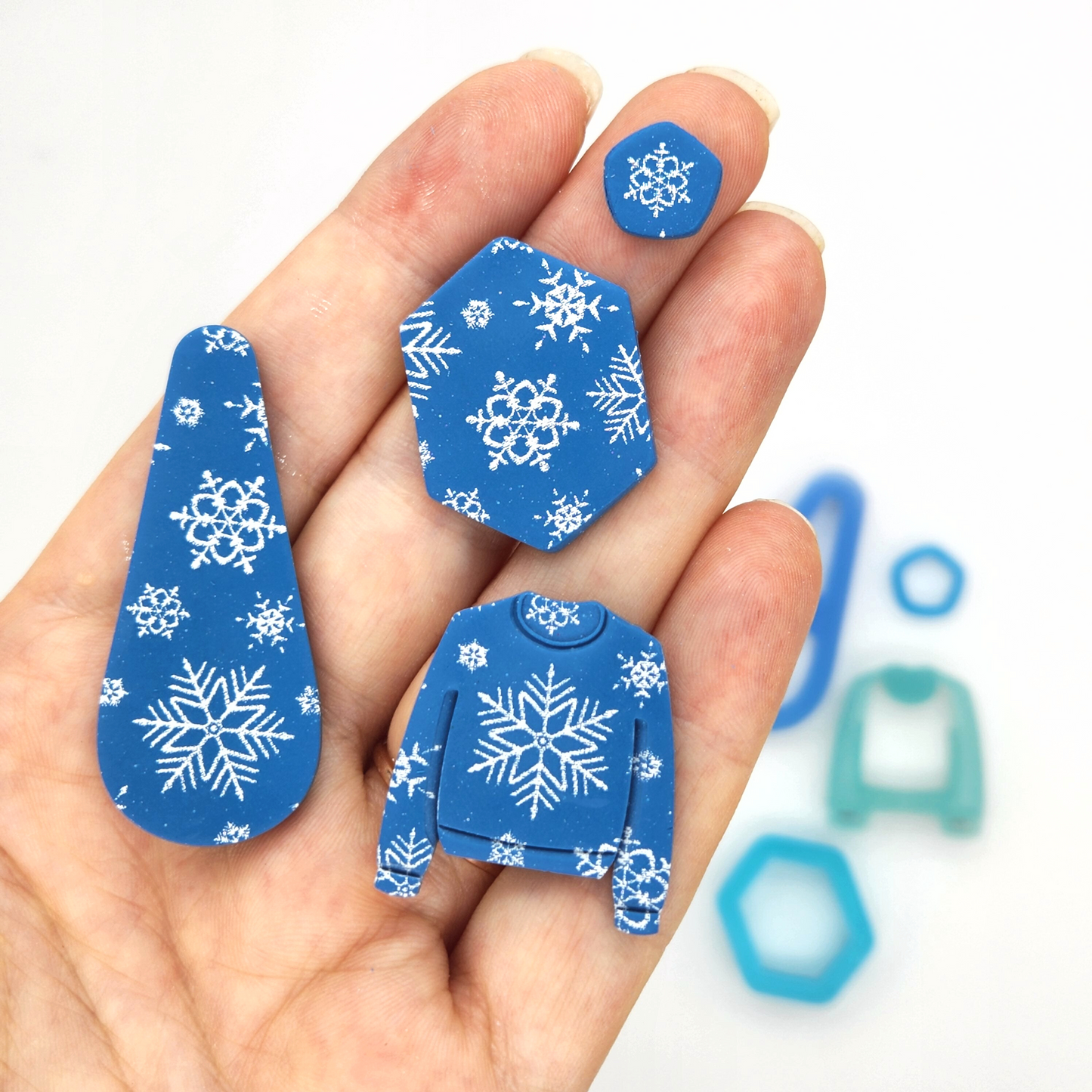 Winter Christmas Snowflake Design Clay Painting Silkscreen Stencil Polymer Clay Earrings Jewelry Charm Ornament Crafts