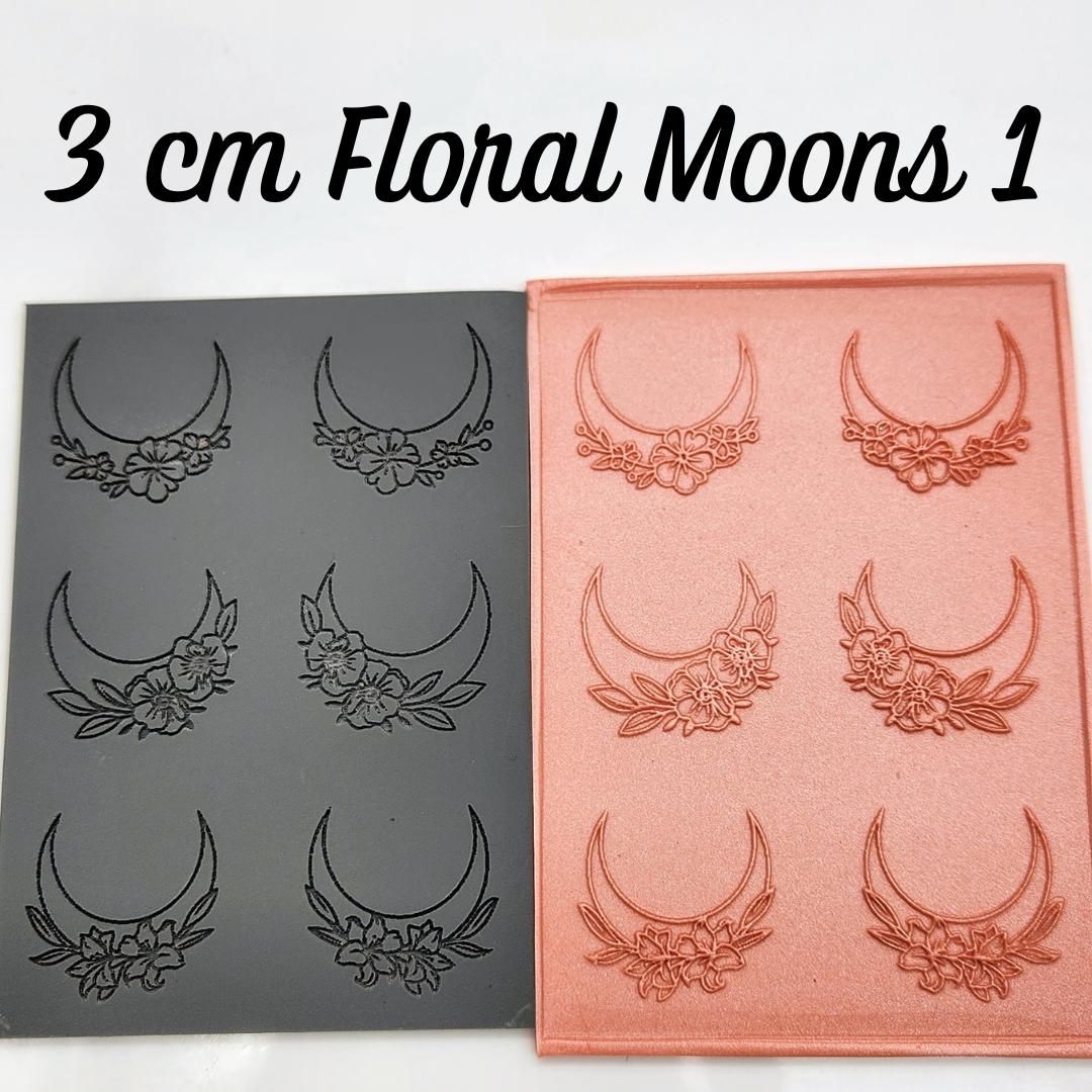 Floral Moons Texture Sheet & Matching Cutter (Two Sizes)