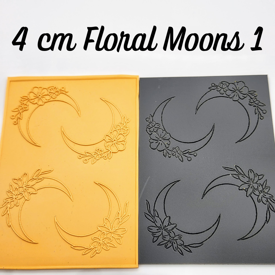 Floral Moons Texture Sheet & Matching Cutter (Two Sizes)