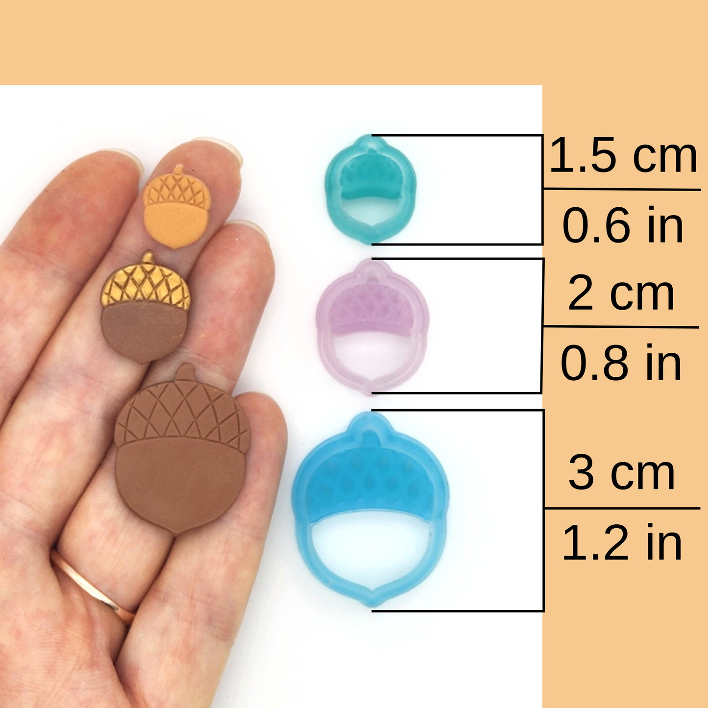 Acorn Polymer Clay Cutters Multiple Sizes