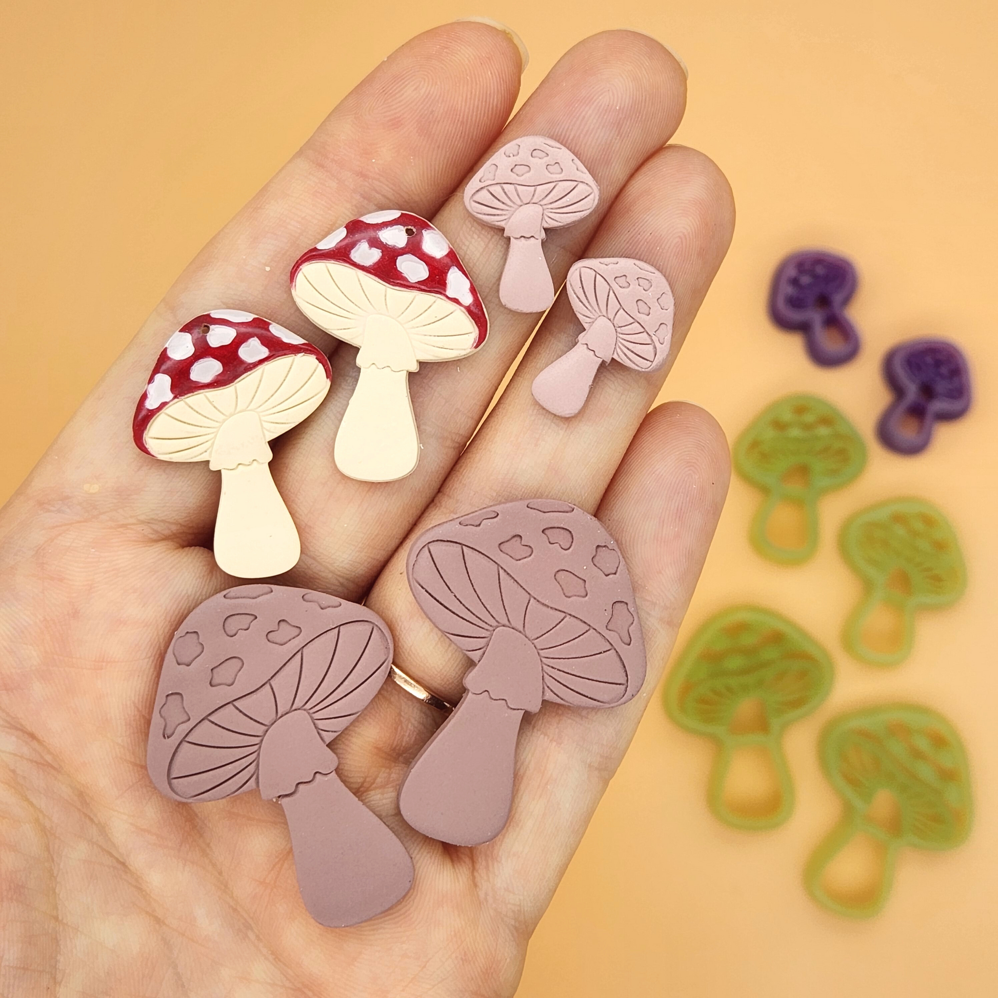 Actual Embossed Mushroom Polymer Clay Cutter Sample