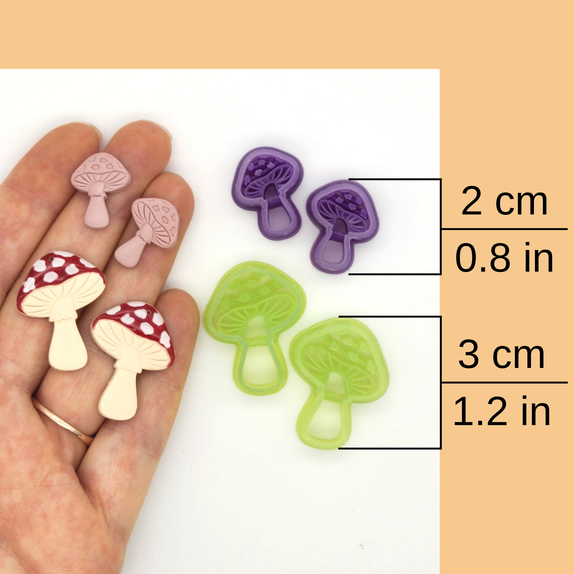 Mushrooms Polymer Clay Cutters in Multiple Sizes