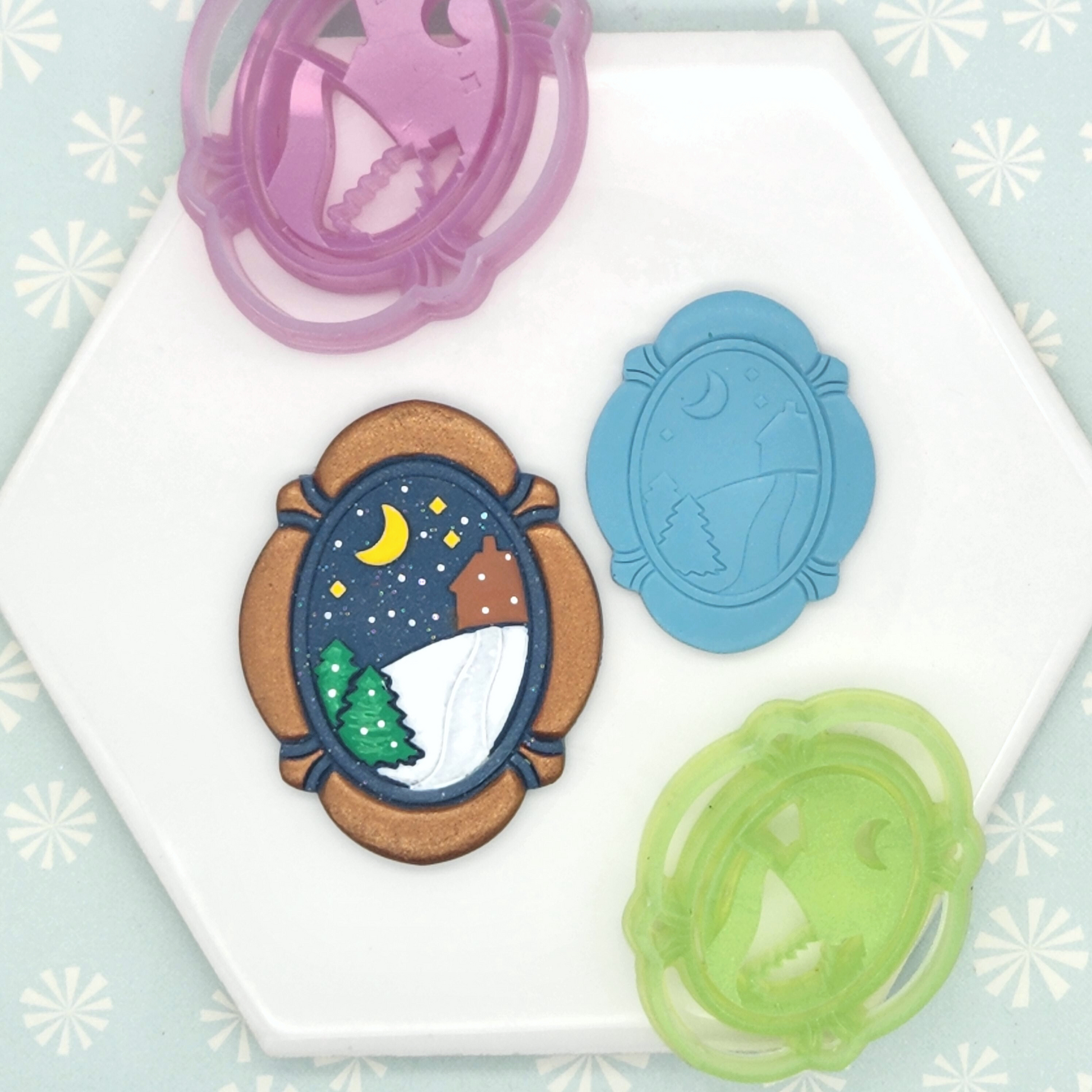Winter Christmas Design Amulet Polymer Clay Cutter