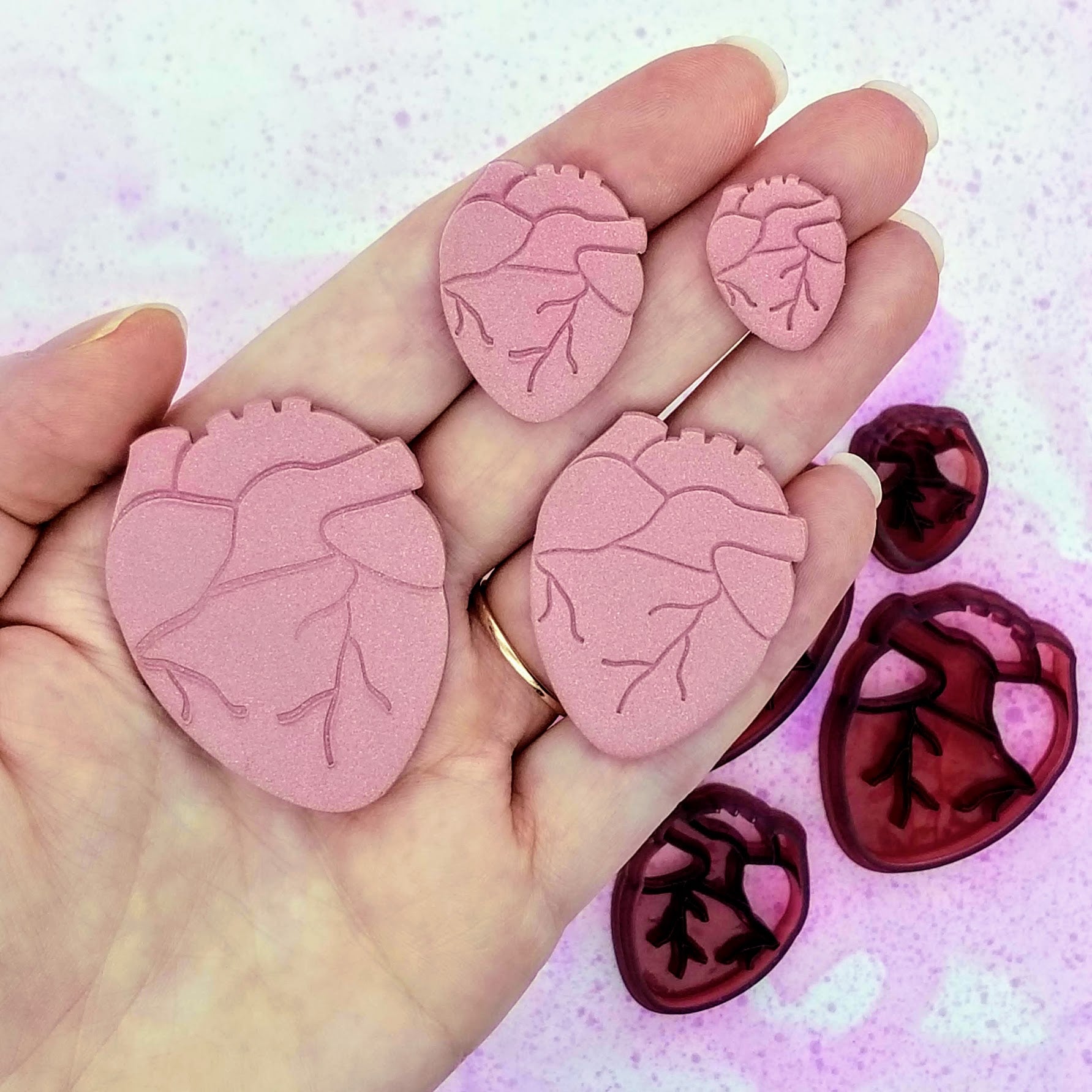 Realistic medical anatomical heart polymer clay.