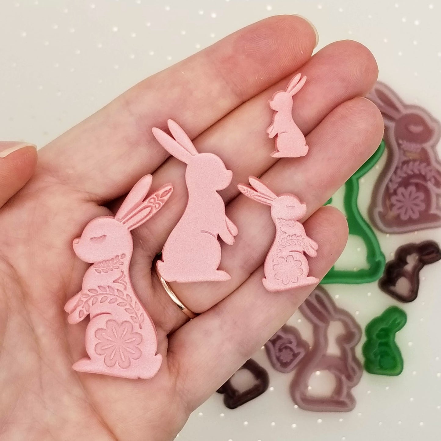 Mirrored Pair of Bunny Rabbit Easter Polymer Clay Cutters