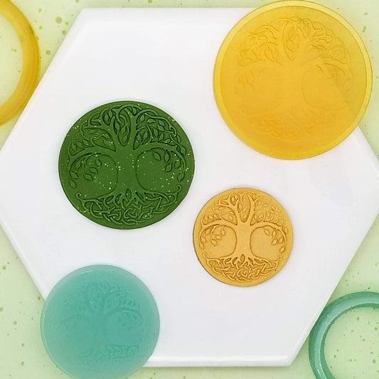 celtic tree of life round embossing tile polymer clay cutter for jewelry and earring making