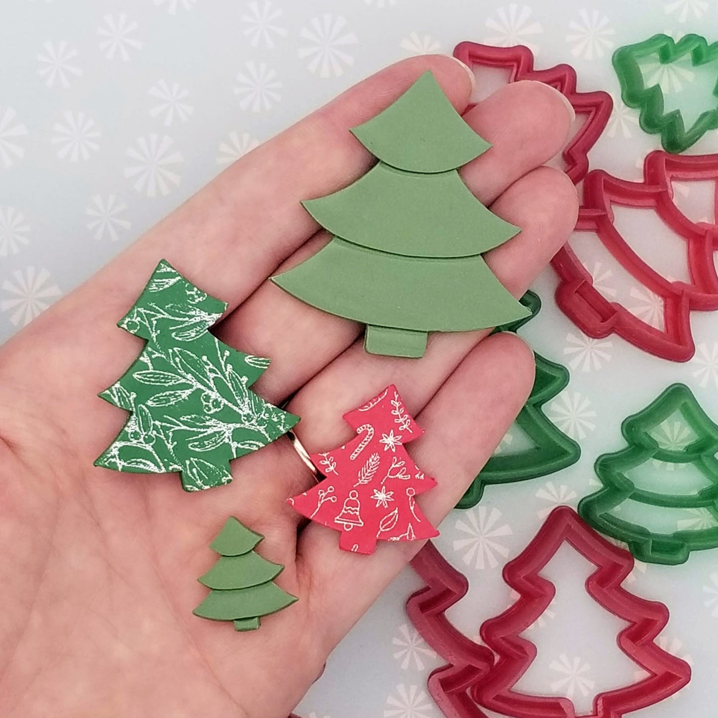 Winter Christmas Tree Polymer Clay Earrings