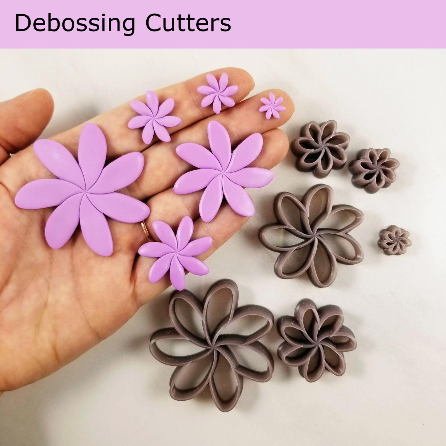 Tiare flower debossing polymer clay cutter sample finish product details