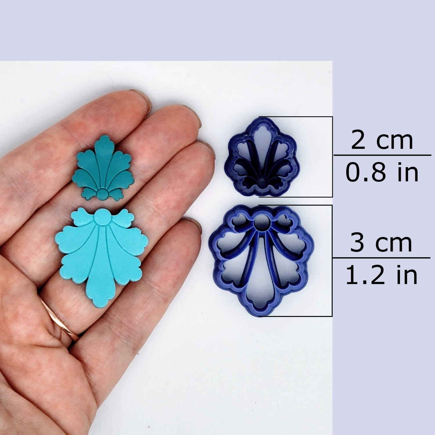 Filigree flower debossing clay cutter available size, 2 centimeters / 0.8 inches, 3 centimeters / 1.2 inches