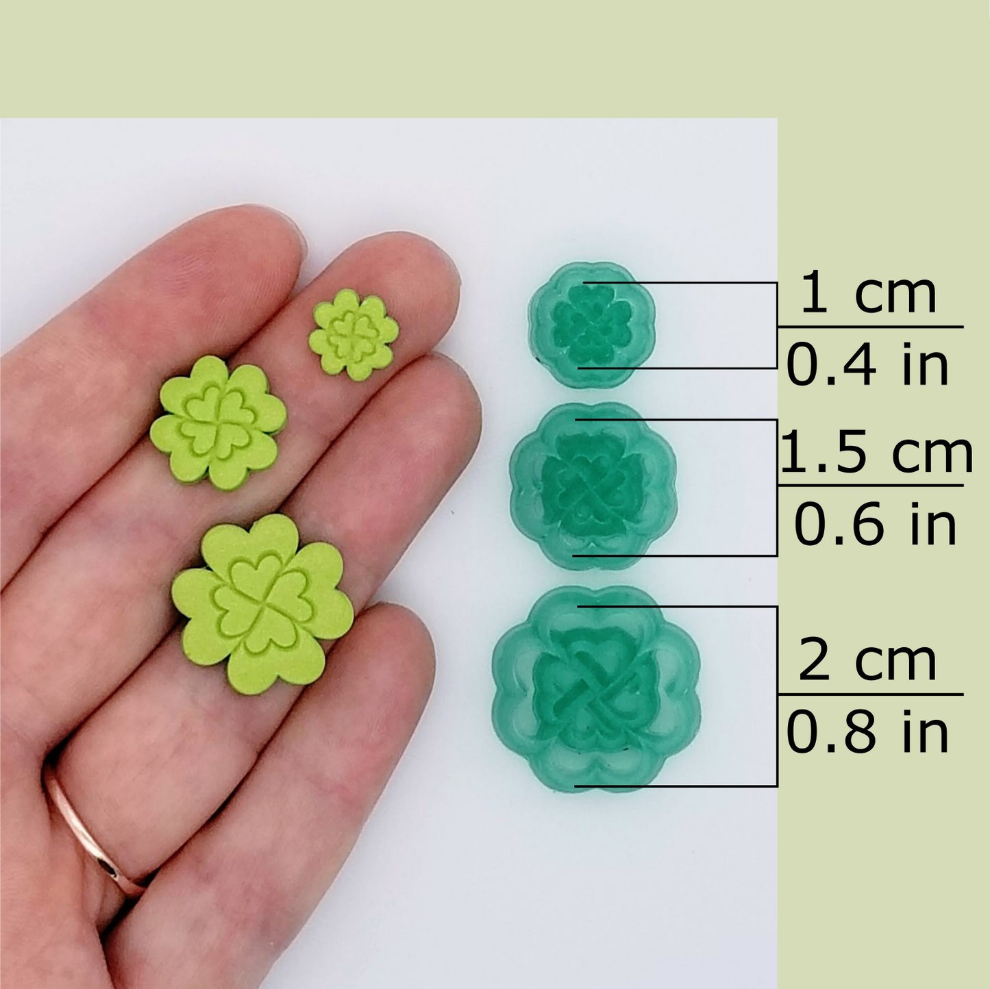 Four Leaf Clovers Shamrock Clay Cutters for Earrings Dimensions Small Sizes Cutters for Studs