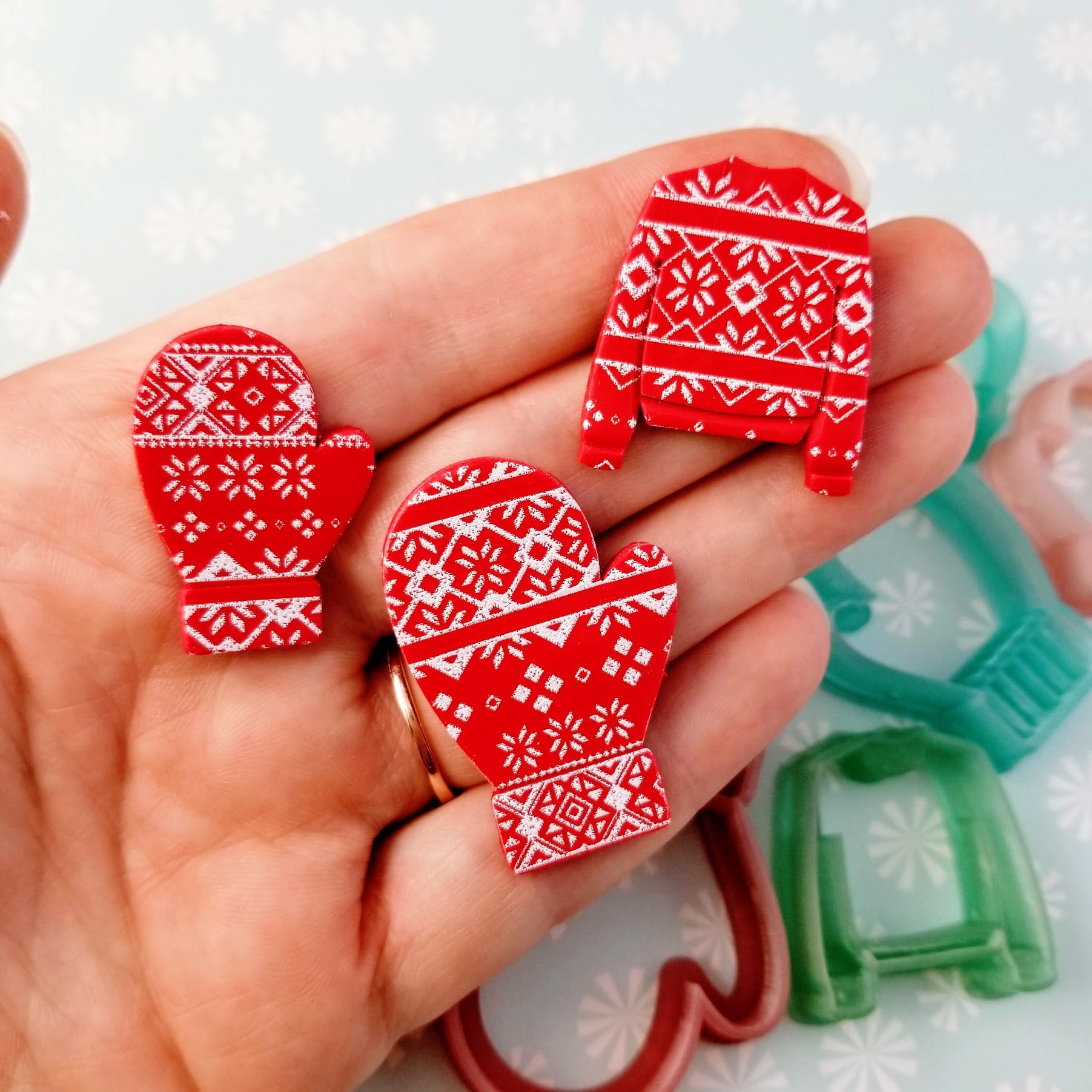 Winter Christmas Holiday Knit Silkscreen Stencil for Polymer Clay Earrings Jewelry Pendant Charm Ornament
