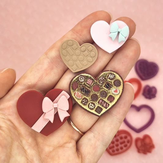 Broken Heart Valentine's Day Clay Cutters, 2 Piece Heart Polymer Clay Cutter,  Cookie & Fondant Cutter, Valentines Clay Cutter Mirrored Set 