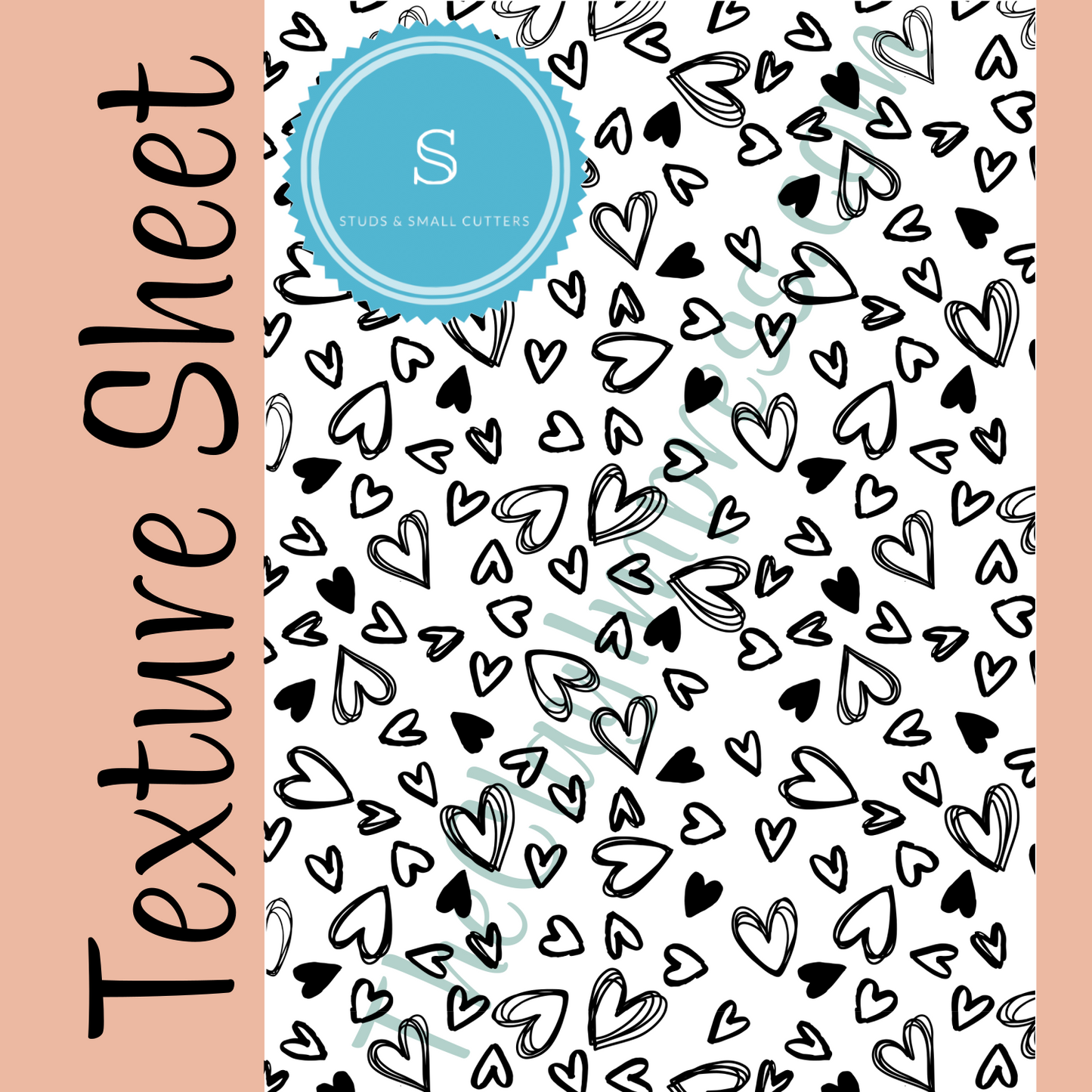 Multiple heart doodles pattern texture sheet