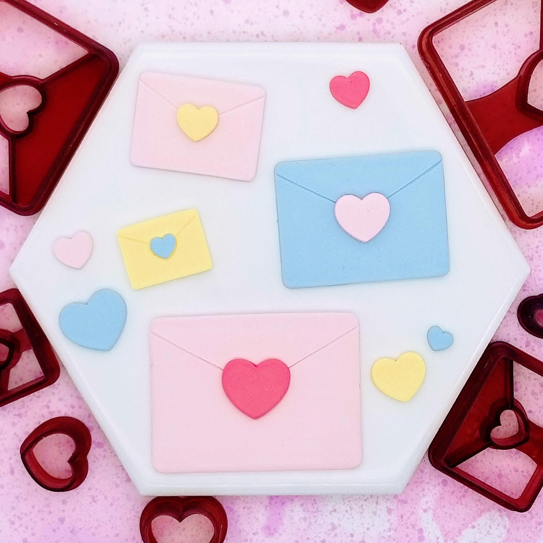 Cute love letter envelope polymer clay cutter for jewelry and earring making