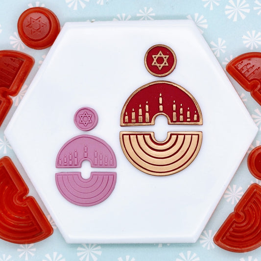 Jewish Hanukkah Menorah Polymer Clay Cutter Set