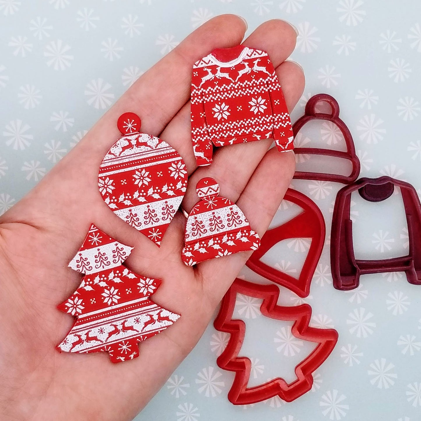 Christmas Knits Design Silkscreen Stencils for Polymer Clay Jewelry Earrings Charms and Ornaments