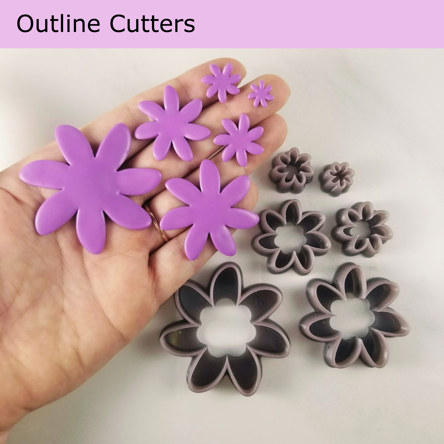 Tiare flower outline polymer clay cutter sample finish product details
