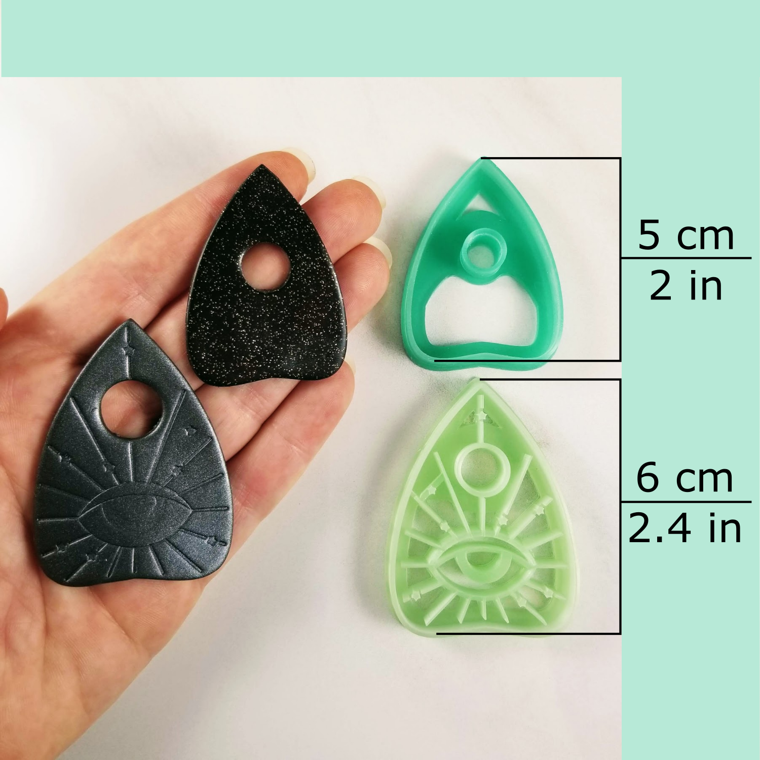 Ouija Board Planchette Polymer Clay Cutters Large Dimensions Halloween Earring Cutters