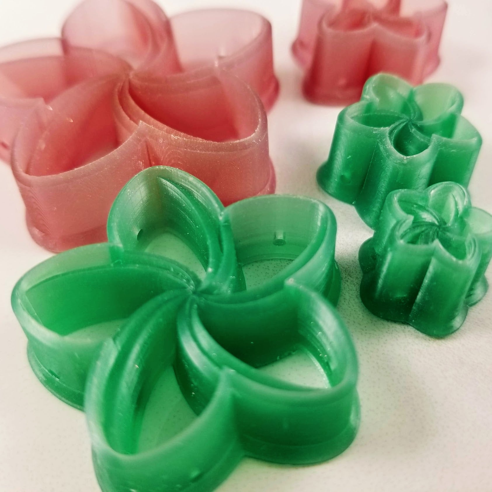 3D printed plumeria flower polymer clay cutter made of resin, in detail