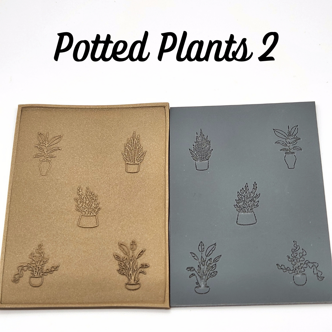 Potted Plants Texture Sheet Option 2. Texture Sheet alongside sample output on polymer clay