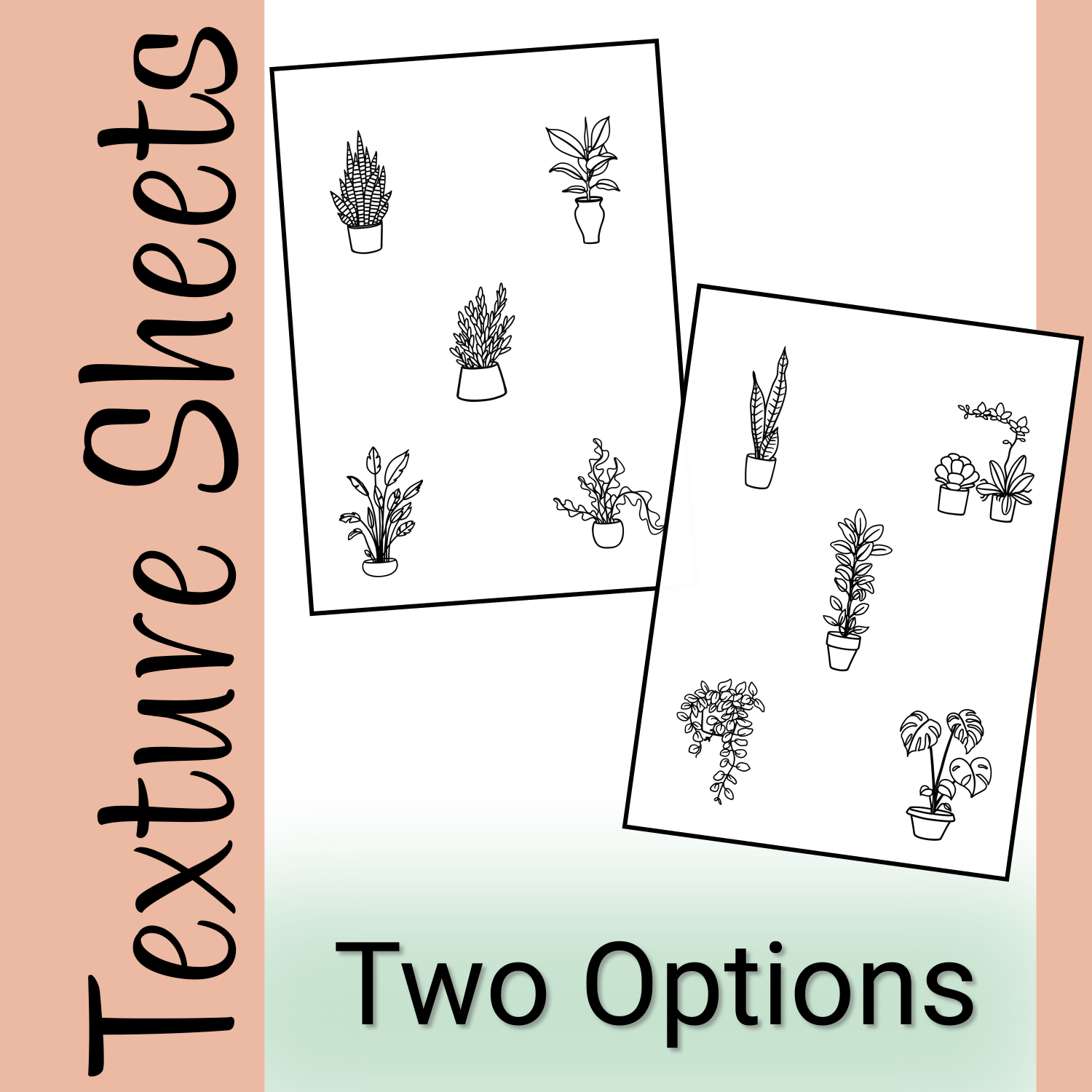 Two options for Potted Plants design texture sheet. One Texture Sheet consists of five potted plants designs