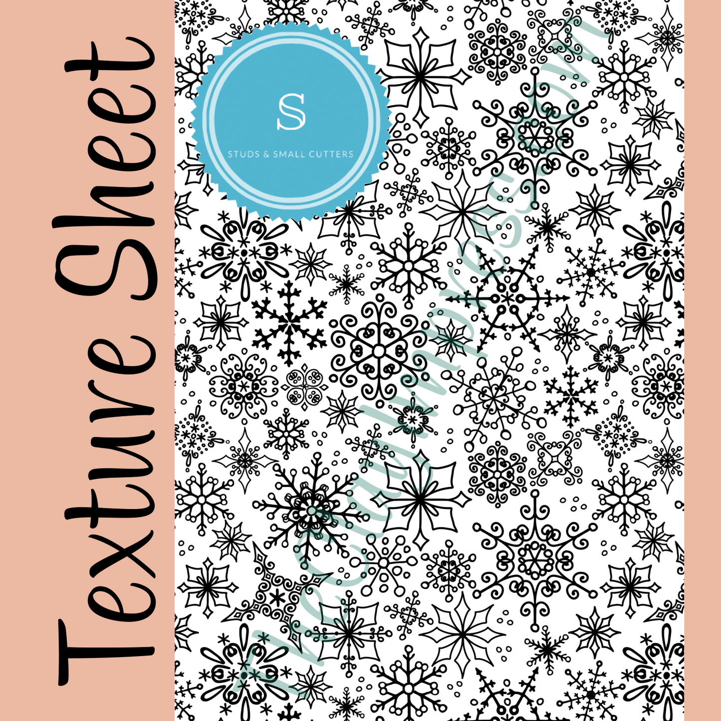 Winter Christmas Frozen Snowflake Design Texture Stamp for Polymer Clay