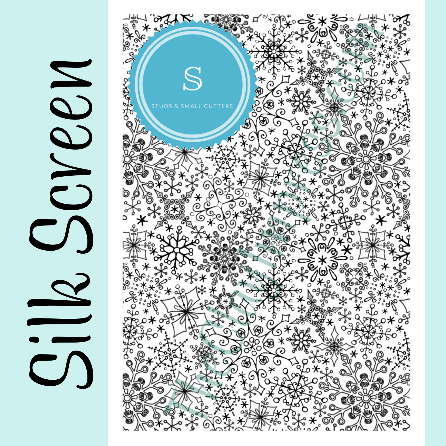 Winter Christmas Frozen Snowflakes Design Silkscreen Stencil for Polymer Clay