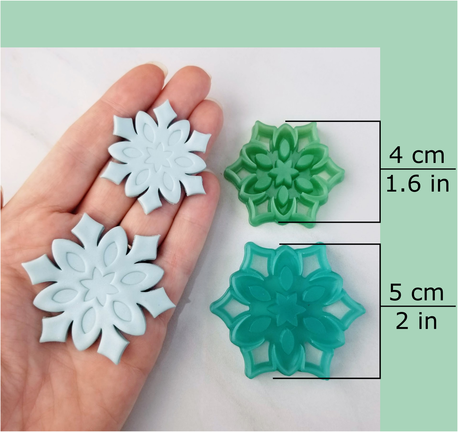Winter Christmas Snowflakes Polymer Clay Cutter Sizes