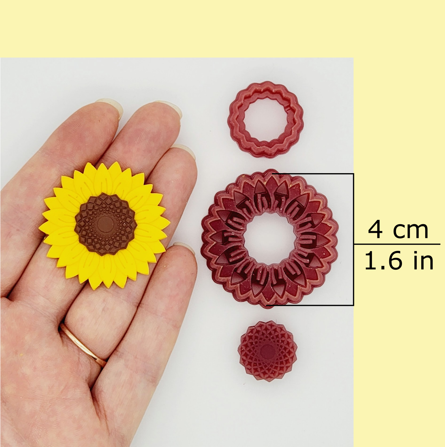 Sunflower Polymer Clay Cutter Large Dimensions