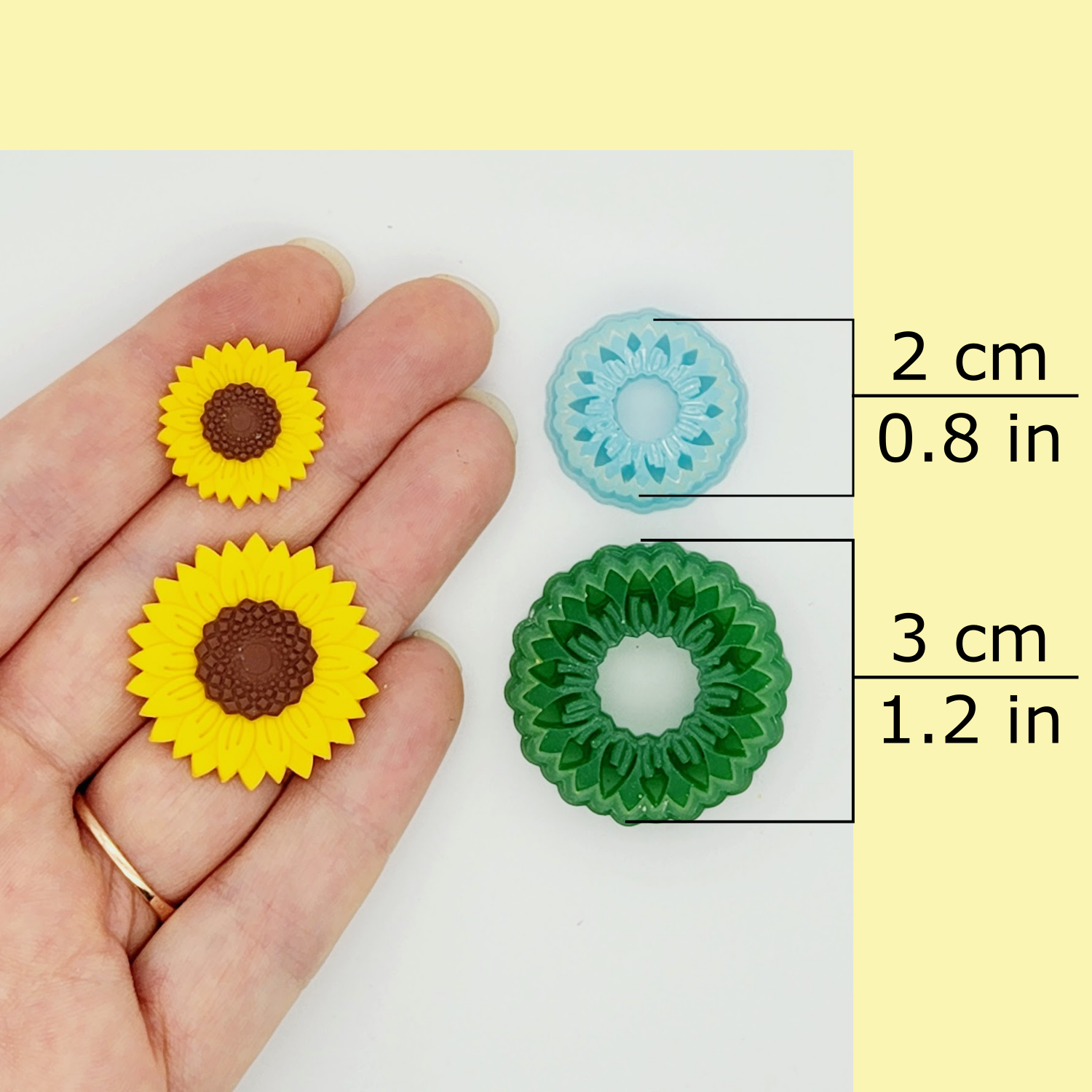Sunflower Polymer Clay Cutters Small Dimensions