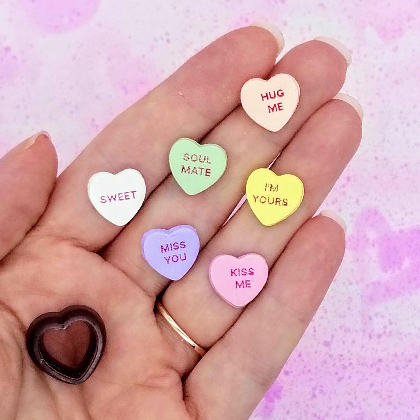 sample finish product sweet conversation candy hearts on polymer clay